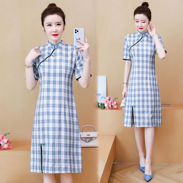 4xl plus size vintage blue plaid chinese qipao casual party women a-line slim dress short sleeve summer cheongsam dresses ethnic clothing, Red
4xl plus size vintage blue plaid chinese qipao casual party women a-line slim dress short sleeve summer cheongsam dresses ethnic clothing, Red