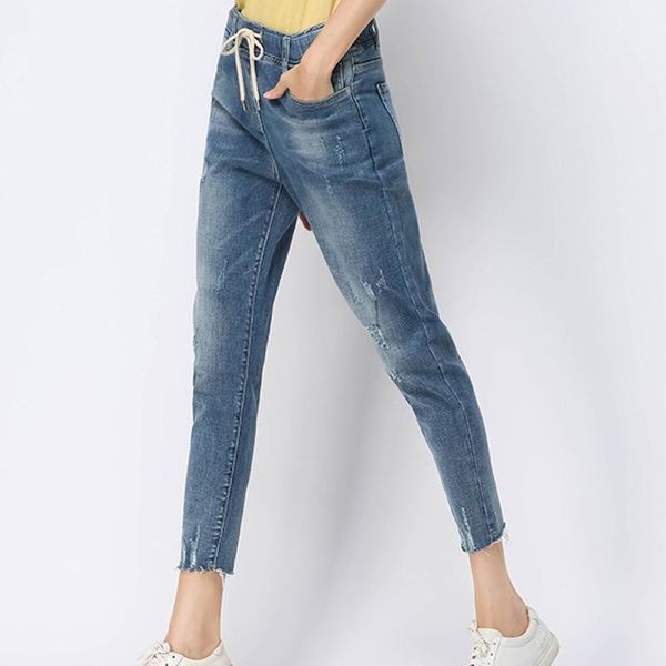 women's jeans thin loose hole elastic waist women nine-point pants oversized -8xl nine points long for ladies, Blue
women's jeans thin loose hole elastic waist women nine-point pants oversized -8xl nine points long for ladies, Blue