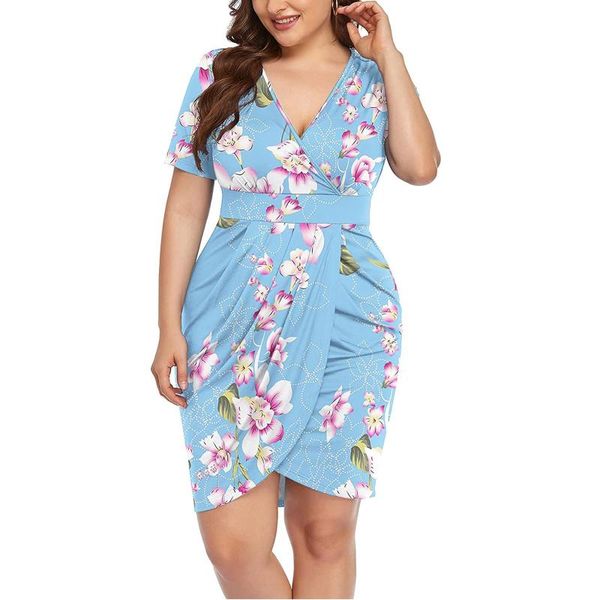 casual dresses 2021 women's plus size dress fashion short sleeve deep v neck floral print wrapped front slit robe d'été pour dames, Black;gray
casual dresses 2021 women's plus size dress fashion short sleeve deep v neck floral print wrapped front slit robe d'été pour dames, Black;gray