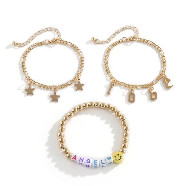 link, chain 3pcs/set charm bracelet gold silver color pendent geometry star for women letter beaded elastic bracelets jewelry gifts, Black
link, chain 3pcs/set charm bracelet gold silver color pendent geometry star for women letter beaded elastic bracelets jewelry gifts, Black