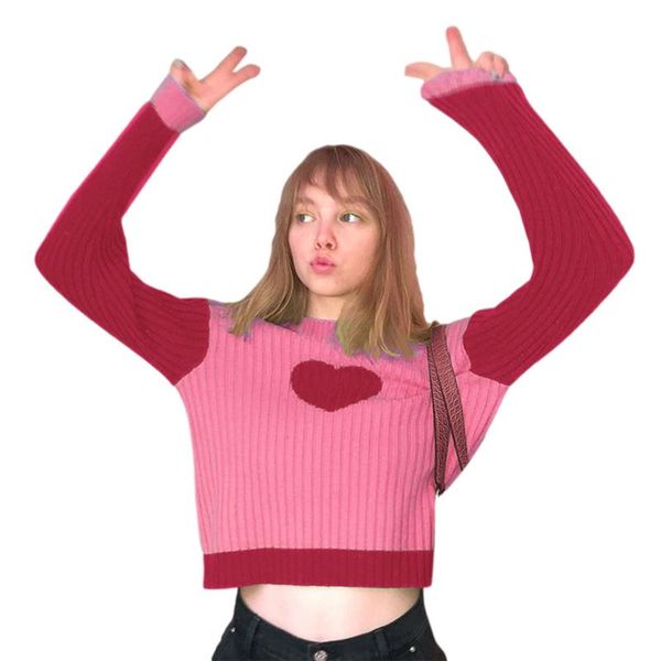 women's sweaters women winter casual long sleeve loose sweater fashion contrast color heart round neck knitwear, White;black
women's sweaters women winter casual long sleeve loose sweater fashion contrast color heart round neck knitwear, White;black