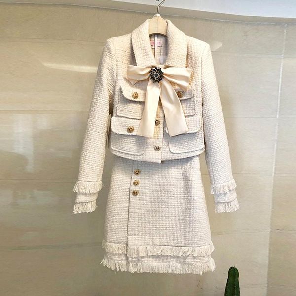 two piece dress skirt suits women runway luxury designers elegant office ladies formal tweed blazer jacket mini 2 set winter outfits, White
two piece dress skirt suits women runway luxury designers elegant office ladies formal tweed blazer jacket mini 2 set winter outfits, White