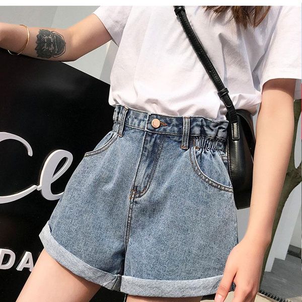 women's jeans streetwear high waist wide leg denim shorts smoky gray elastic jean women style black loose short, Blue
women's jeans streetwear high waist wide leg denim shorts smoky gray elastic jean women style black loose short, Blue