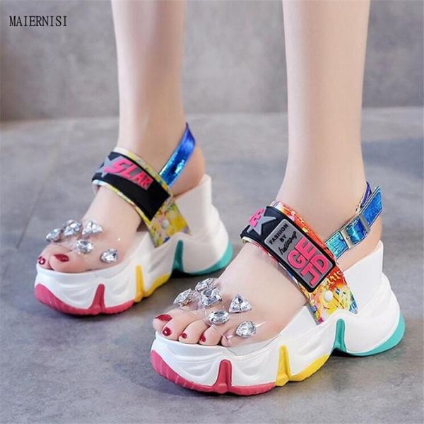 sandals summer women's fashion transparent diamond wedge rhinestone high heels 8cm platform shoes women, Black
sandals summer women's fashion transparent diamond wedge rhinestone high heels 8cm platform shoes women, Black