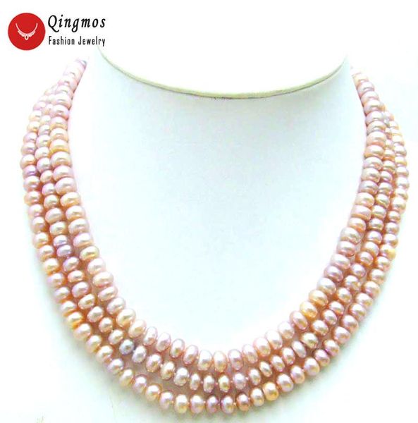 Qingmos Purple Natural Freshwater Pearl Neckalces For Women With 6mm Flat Round 3 Strands Necklace Chokers 17" Jewelry, Golden;silver
Qingmos Purple Natural Freshwater Pearl Neckalces For Women With 6mm Flat Round 3 Strands Necklace Chokers 17" Jewelry, Golden;silver