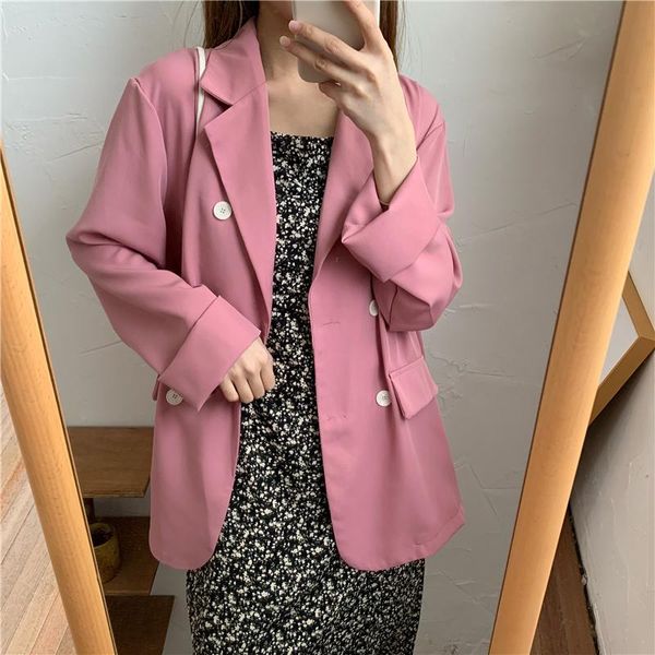 casual blazer coats for women summer autumn double breasted chic female blazers fashion solid long sleeve ladies outwear women's suits, White;black
casual blazer coats for women summer autumn double breasted chic female blazers fashion solid long sleeve ladies outwear women's suits, White;black