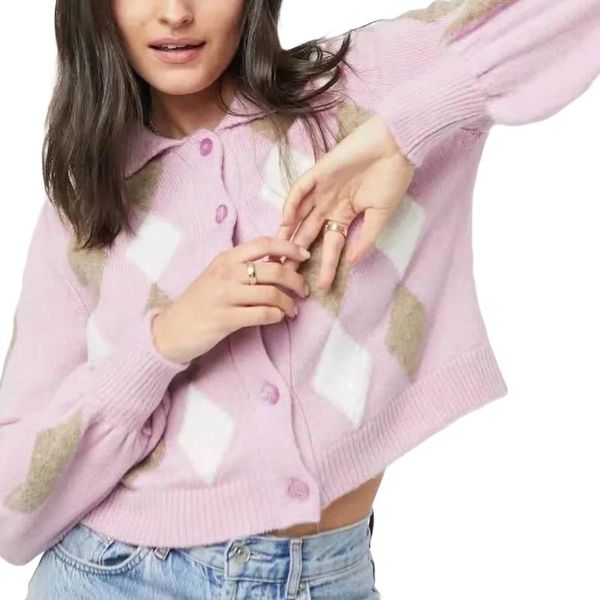 women's knits & tees breathable girls long sleeve knitwear ladies creative diamond plaid lapel single-breasted knitted coat casual card, White
women's knits & tees breathable girls long sleeve knitwear ladies creative diamond plaid lapel single-breasted knitted coat casual card, White