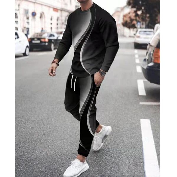 men's tracksuits fashion and leisure spring autumn two-piece printed sports suit long-sleeved t-shirt + sweatpants, Gray
men's tracksuits fashion and leisure spring autumn two-piece printed sports suit long-sleeved t-shirt + sweatpants, Gray