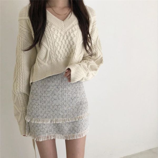 sweaters bare back twisted sweet knitted high waist autumn women casual cross loose all match simple warm soft short sweaters, White;black
sweaters bare back twisted sweet knitted high waist autumn women casual cross loose all match simple warm soft short sweaters, White;black