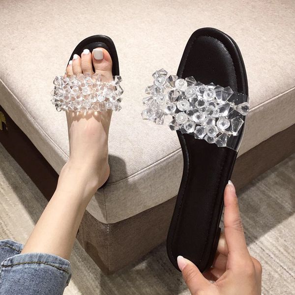 2021 new women slippers fashion transparent beaded flat sandals ladies casual outdoor female flip flops woman beach slides shoes, Black
2021 new women slippers fashion transparent beaded flat sandals ladies casual outdoor female flip flops woman beach slides shoes, Black