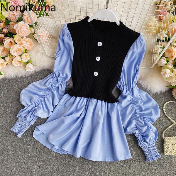 nomikuma fake two pieces knitted patchwork blouse korean irregular pleated lantern long sleeve women shirt autumn 6c698 women's blouse, White
nomikuma fake two pieces knitted patchwork blouse korean irregular pleated lantern long sleeve women shirt autumn 6c698 women's blouse, White