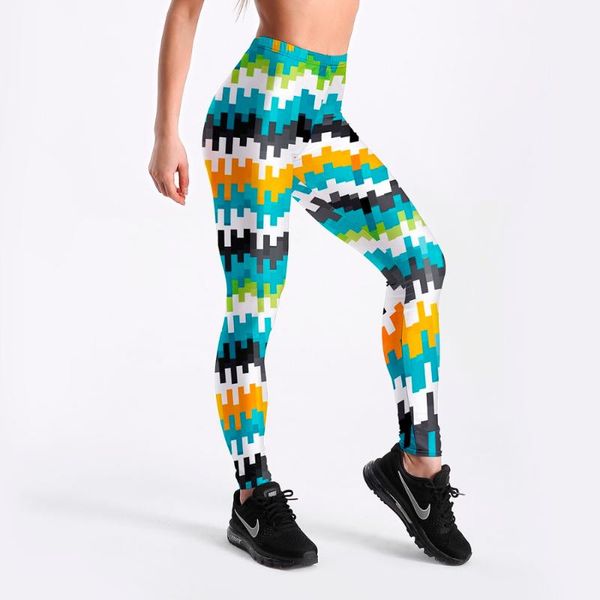 women's leggings 12% spandex elasticity workout color pixel aliasing women printed push up pants, Black
women's leggings 12% spandex elasticity workout color pixel aliasing women printed push up pants, Black