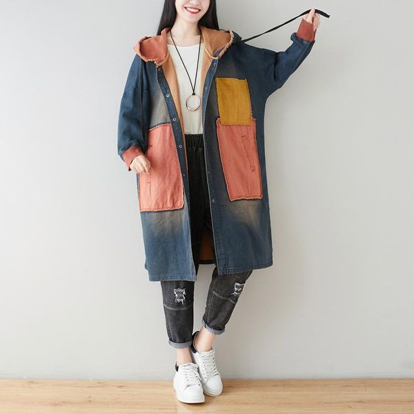 women's trench coats superaen denim hooded coat with water plus size loose casual windbreaker women fashion clothes, Tan;black
women's trench coats superaen denim hooded coat with water plus size loose casual windbreaker women fashion clothes, Tan;black