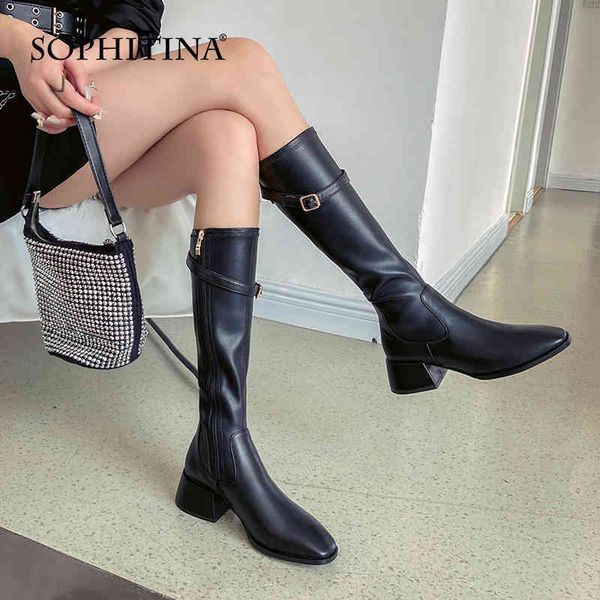 sophitina women knee-high boots casual genuine leather buckle zipper lady shoes square toe mid heel elegant female shoes so830 210513, Black
sophitina women knee-high boots casual genuine leather buckle zipper lady shoes square toe mid heel elegant female shoes so830 210513, Black