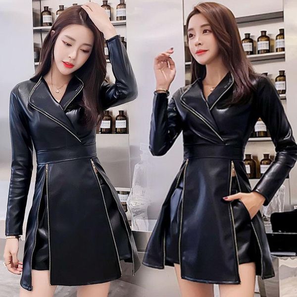 women's tracksuits autumn winter pu leather high waist zipper a-line dress + elastic wide leg shorts two piece sets ladies, Gray
women's tracksuits autumn winter pu leather high waist zipper a-line dress + elastic wide leg shorts two piece sets ladies, Gray