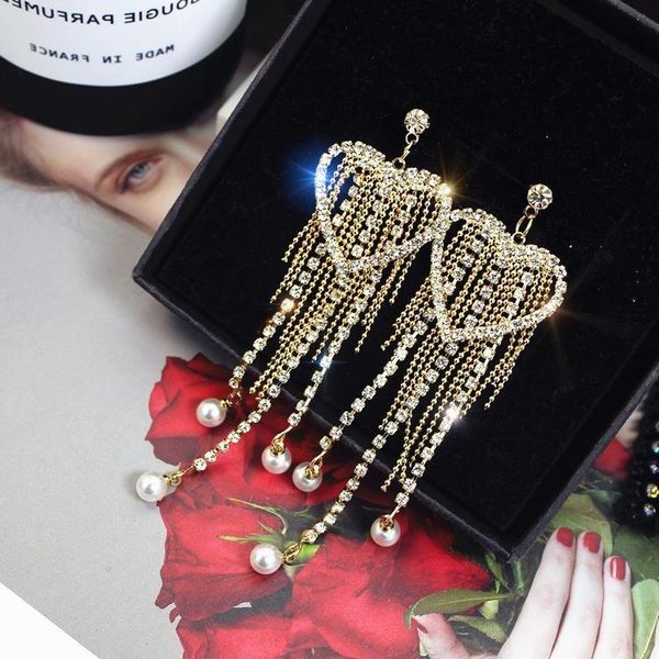 stud s925 silver needle exaggerated love long fringed pearl earrings female korean temperament personality wild earring tide, Golden;silver
stud s925 silver needle exaggerated love long fringed pearl earrings female korean temperament personality wild earring tide, Golden;silver