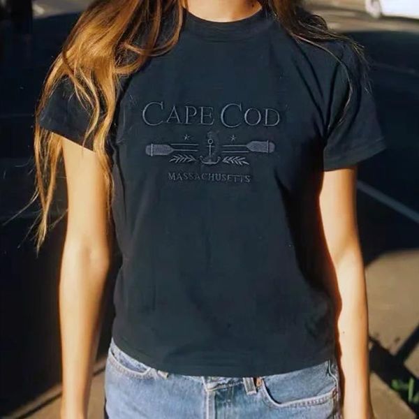 solid comfortably fitted navy blue women cotton crew neck embroidery letters short sleeved tee, White
solid comfortably fitted navy blue women cotton crew neck embroidery letters short sleeved tee, White