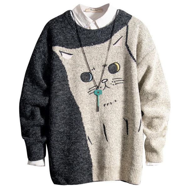 men's sweaters fashion 2021 sweater korean style trendy round neck pullover loose knit autumn winter jacket, White;black
men's sweaters fashion 2021 sweater korean style trendy round neck pullover loose knit autumn winter jacket, White;black