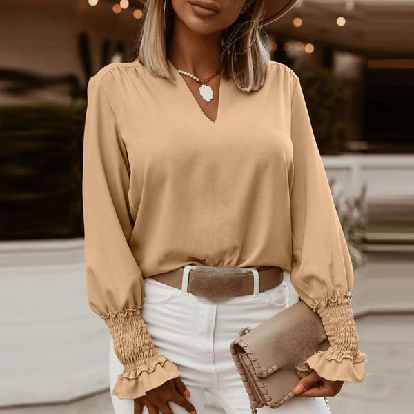 women's blouses & shirts blouse solid v-neck ruffles long sleeve loose office ladies work casual shhirts spring autumn, White
women's blouses & shirts blouse solid v-neck ruffles long sleeve loose office ladies work casual shhirts spring autumn, White