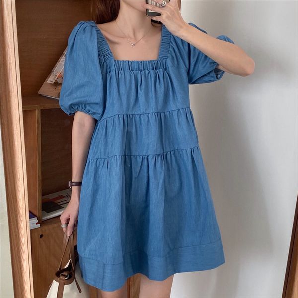 dresses vintage solid fresh cowboy a-line cute girls denim bubble sleeve jeans sweet chic mini es, Black;gray
dresses vintage solid fresh cowboy a-line cute girls denim bubble sleeve jeans sweet chic mini es, Black;gray