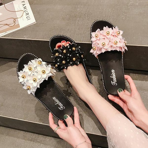 women's summer slippers lovely flower flat soft soled printed floral beach casual sandals, Black
women's summer slippers lovely flower flat soft soled printed floral beach casual sandals, Black