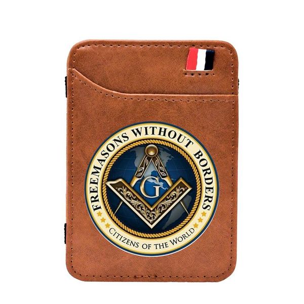 card holders classic and accepted masons printing brown leather magic wallet men women mini thin money clips holder purse, Brown;gray
card holders classic and accepted masons printing brown leather magic wallet men women mini thin money clips holder purse, Brown;gray