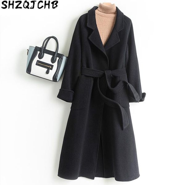 wool coat women autumn winter elegant long jacket clothes korean cashmere womens coats fashion abrigo mujer d82 women's & blends, Black 
wool coat women autumn winter elegant long jacket clothes korean cashmere womens coats fashion abrigo mujer d82 women's & blends, Black