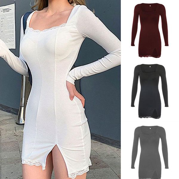 autumn spring women lace patchwork long sleeve split dress hip package mini vestido party club low chest outfits cloth casual dresses, Black;gray
autumn spring women lace patchwork long sleeve split dress hip package mini vestido party club low chest outfits cloth casual dresses, Black;gray