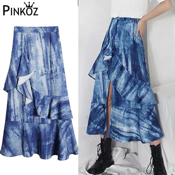 vintage blue high waist ruffles printed long skirt a-line lady casual streetwear skirts 210421, Black;white
vintage blue high waist ruffles printed long skirt a-line lady casual streetwear skirts 210421, Black;white
