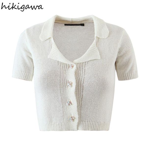 women's knits & tees hikigawa cardigan turn down collar short sleeve flower button slim woman sweaters solid fashion sweater jumpers, White
women's knits & tees hikigawa cardigan turn down collar short sleeve flower button slim woman sweaters solid fashion sweater jumpers, White
