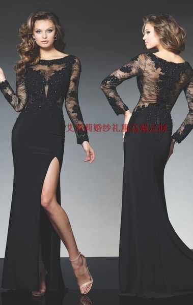 party dresses arrival long sleeves lace appliques formal evening gown 2021 black sheath dress elegant vestidos, White;black
party dresses arrival long sleeves lace appliques formal evening gown 2021 black sheath dress elegant vestidos, White;black