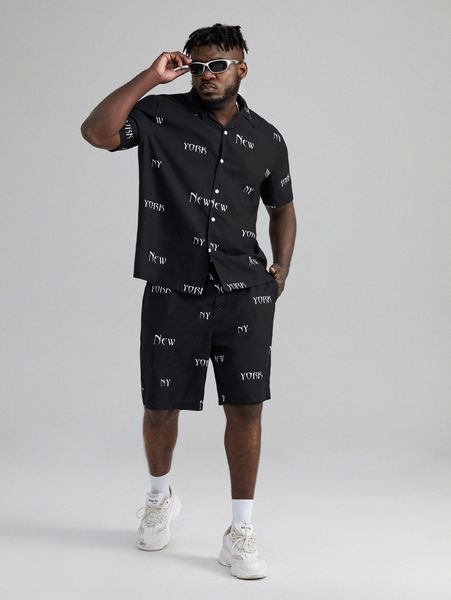 extended sizes men letter graphic shirt & drawstring waist shorts d2ob#, Gray
extended sizes men letter graphic shirt & drawstring waist shorts d2ob#, Gray