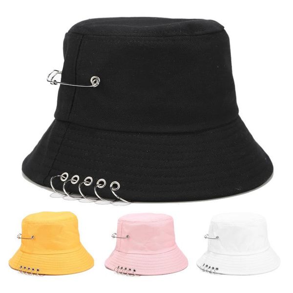 wide brim hats personality punk five rings pin fisherman hat male iron ring basin female spring and summer simple solid color sun caps, Blue;gray
wide brim hats personality punk five rings pin fisherman hat male iron ring basin female spring and summer simple solid color sun caps, Blue;gray
