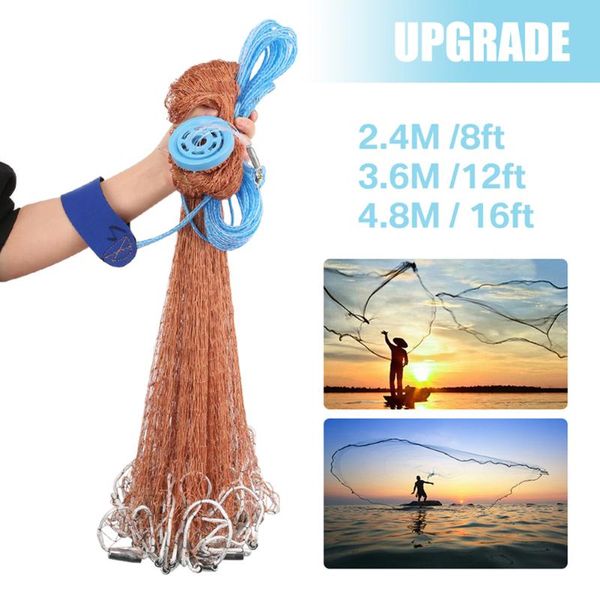 2.4-4.8m fishing net usa style cast network with sinker monofilamenire line sports hand throw small mesh accessories
2.4-4.8m fishing net usa style cast network with sinker monofilamenire line sports hand throw small mesh accessories
