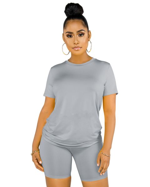 european and american fashion casual tracksuits round neck short sleeve shorts, Gray
european and american fashion casual tracksuits round neck short sleeve shorts, Gray