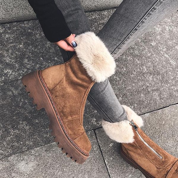boots winter women short plush ankle zip suede botas shoes 2021 warm ladies mujer platform woman, Black
boots winter women short plush ankle zip suede botas shoes 2021 warm ladies mujer platform woman, Black