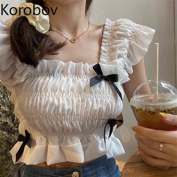 korobov chiffon blouses new summer hit color bow sweet women shirts ruffles elegant crop blusas mujer 210430, White
korobov chiffon blouses new summer hit color bow sweet women shirts ruffles elegant crop blusas mujer 210430, White