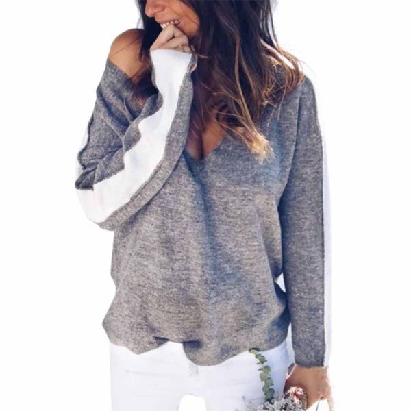 women's sweaters women jumper stripe all match oversized sweater ladies splice knit wear baggy long sleeve v-neck off shoulder, White;black
women's sweaters women jumper stripe all match oversized sweater ladies splice knit wear baggy long sleeve v-neck off shoulder, White;black