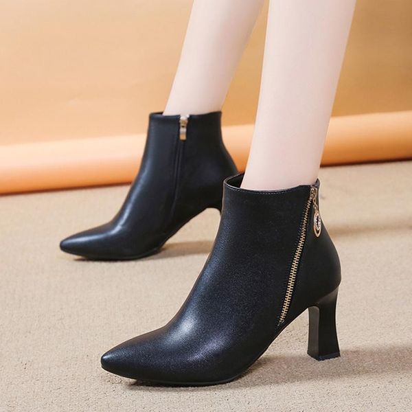 boots pointed toe high heels ankle women autumn winter warm short plush woman crystal zipper botas mujer, Black
boots pointed toe high heels ankle women autumn winter warm short plush woman crystal zipper botas mujer, Black