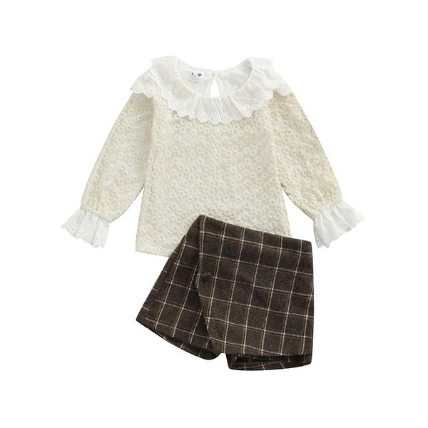 clothing sets 2 pcs infant casual outfits girls flower pattern long sleeve round neck cutout lace pullover + plaid shorts style 1-6 y, White
clothing sets 2 pcs infant casual outfits girls flower pattern long sleeve round neck cutout lace pullover + plaid shorts style 1-6 y, White