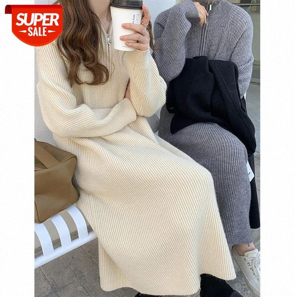 tg high neck wool sweater dress long sleeve loose women 13521 #p15b, Black;gray
tg high neck wool sweater dress long sleeve loose women 13521 #p15b, Black;gray