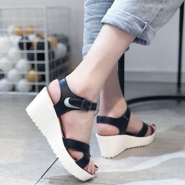 summer women's sandals new platform ladies cross wedge shoes plus size women 44 45 46 y0721, Black
summer women's sandals new platform ladies cross wedge shoes plus size women 44 45 46 y0721, Black
