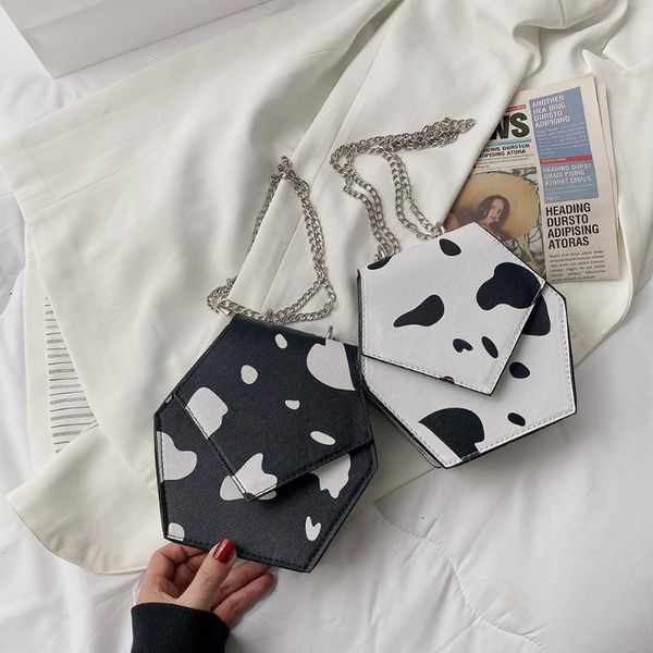 vintage women hexagon cow milk pattern messenger bag pu leather shoulder crossbody bags casual ladies chain mini purse handbags evening
vintage women hexagon cow milk pattern messenger bag pu leather shoulder crossbody bags casual ladies chain mini purse handbags evening