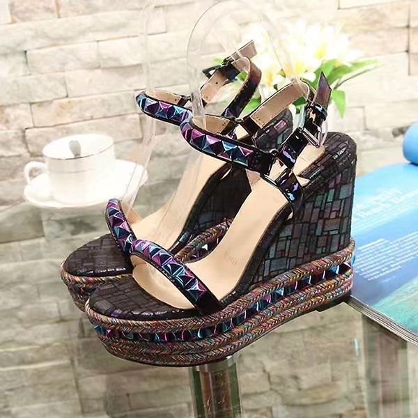 famous ladies red bottom wedge cataclou sandals gold patent leather studded ladies ankle strap women's pumps party dress eu35-42 mkj004, Black
famous ladies red bottom wedge cataclou sandals gold patent leather studded ladies ankle strap women's pumps party dress eu35-42 mkj004, Black