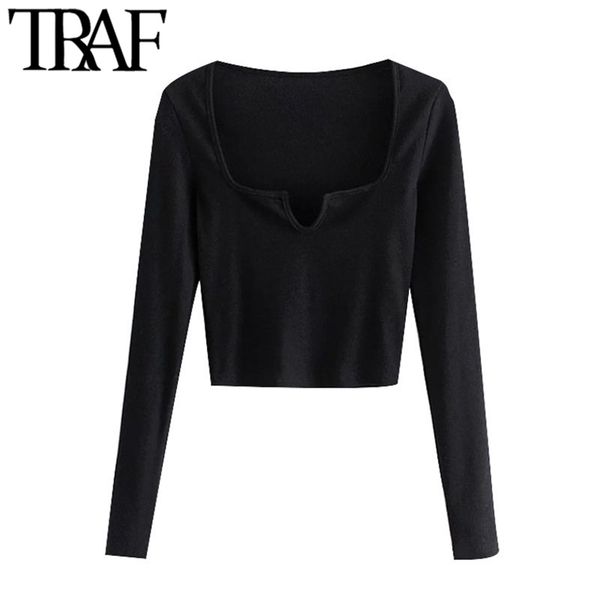women fashion cropped ribbed blouses vintage square collar long sleeve female shirts chic 210507, White
women fashion cropped ribbed blouses vintage square collar long sleeve female shirts chic 210507, White