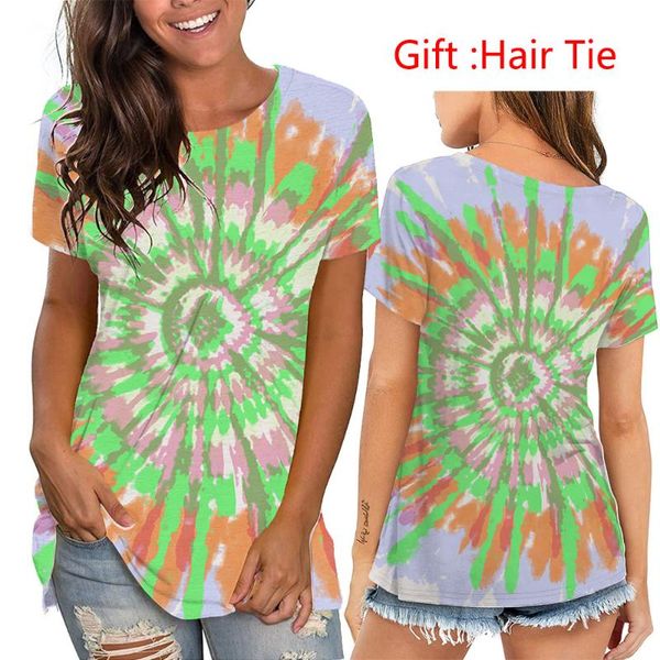 women's t-shirt summer tie dye gradient print women t shirt short sleeve round neck loose tshirt ladies fashion clothes., White
women's t-shirt summer tie dye gradient print women t shirt short sleeve round neck loose tshirt ladies fashion clothes., White