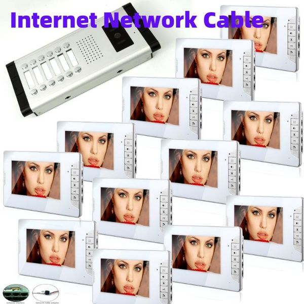 video intercom 7 inch monitor door phone wired network cable visual speakephone ir camera system for 12 apartment phones
video intercom 7 inch monitor door phone wired network cable visual speakephone ir camera system for 12 apartment phones