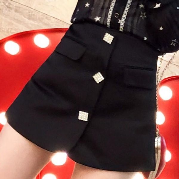 women high waist shorts skirts crystal buttons korean mini zipper office ladies a line streetwear women's, White;black
women high waist shorts skirts crystal buttons korean mini zipper office ladies a line streetwear women's, White;black