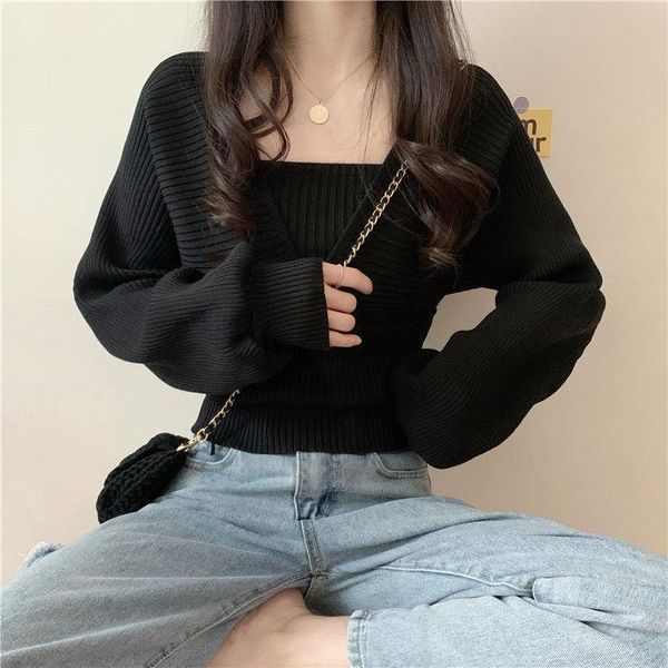 women's sweaters temperament solid slim autumn short square collar white knitted bottom fake two pieces lady fashion chic pullovers, White;black
women's sweaters temperament solid slim autumn short square collar white knitted bottom fake two pieces lady fashion chic pullovers, White;black