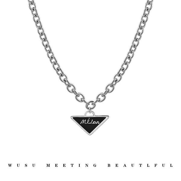 pendant necklaces hip hop fashion black triangle letter necklace clavicle chain sweater party jewelry for women girl gift, Silver
pendant necklaces hip hop fashion black triangle letter necklace clavicle chain sweater party jewelry for women girl gift, Silver